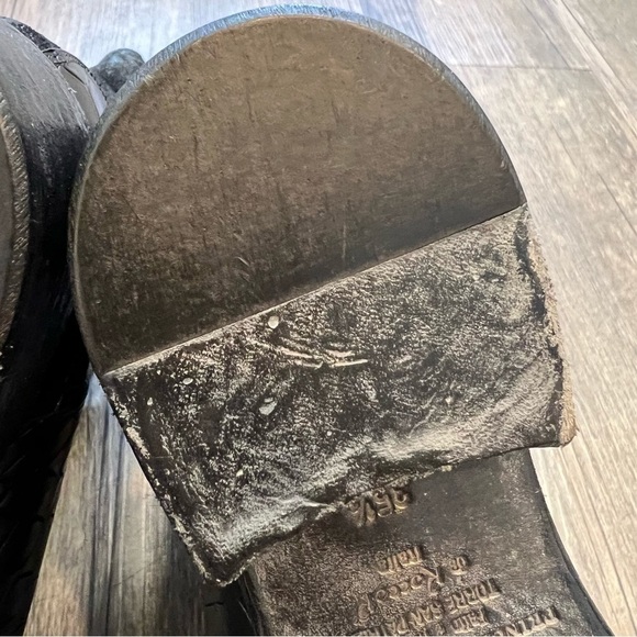 Rocco P. Black Textured Italian Leather Ankle Bootie Round Toe Chunky Heel 35.5 - Picture 6 of 13